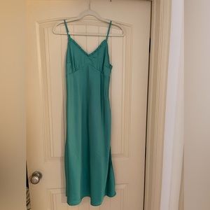 Tjmaxx, vibrant green dress, midi length, satin, size S